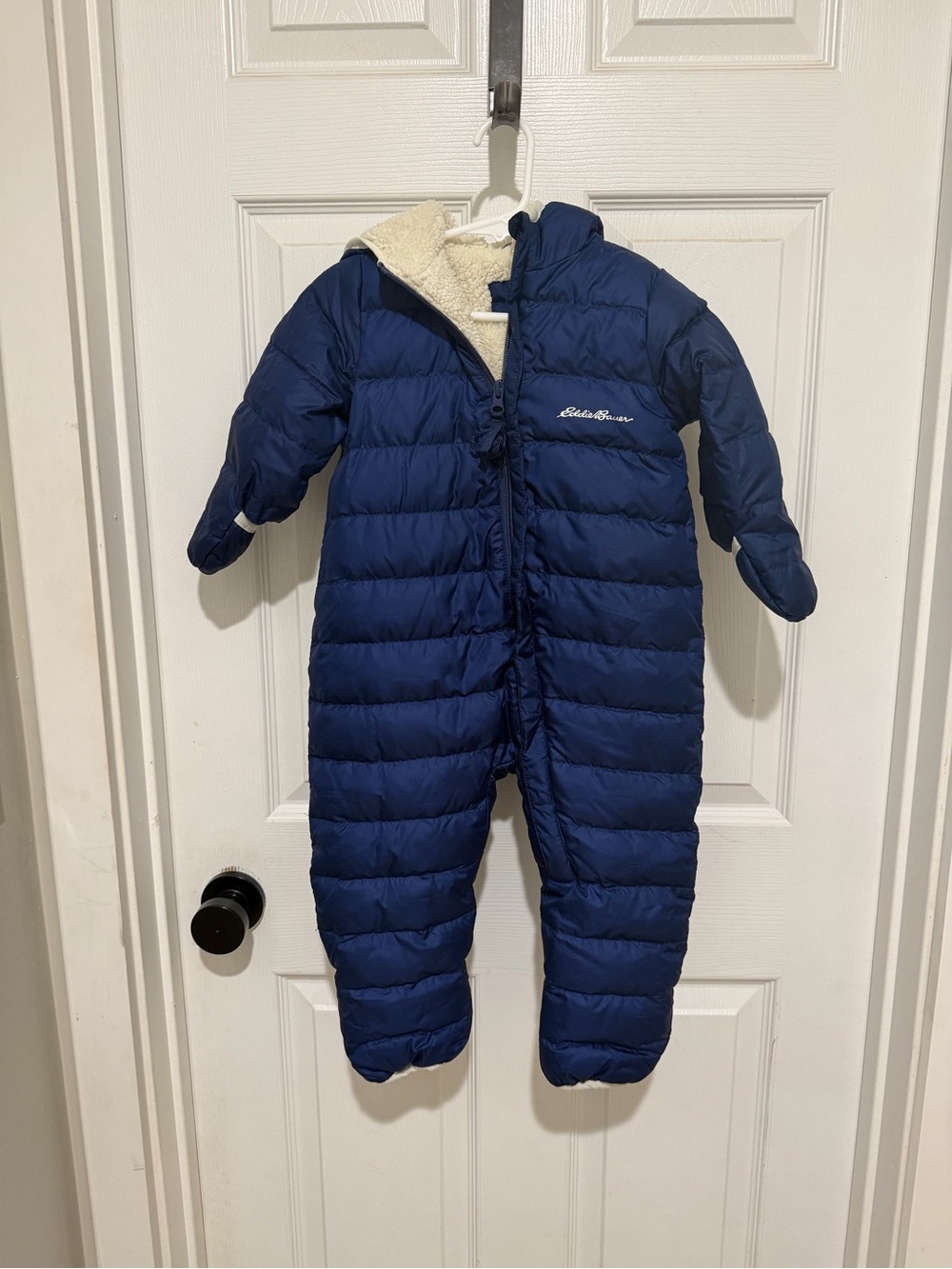 Eddie Bauer Navy Blue Quilted Puffer One-Piece Footie